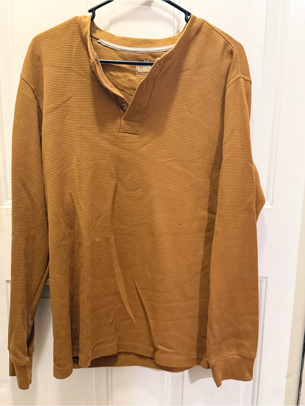Outdoor Life Men's Waffle Henley in Camel Brown Size M NWOT